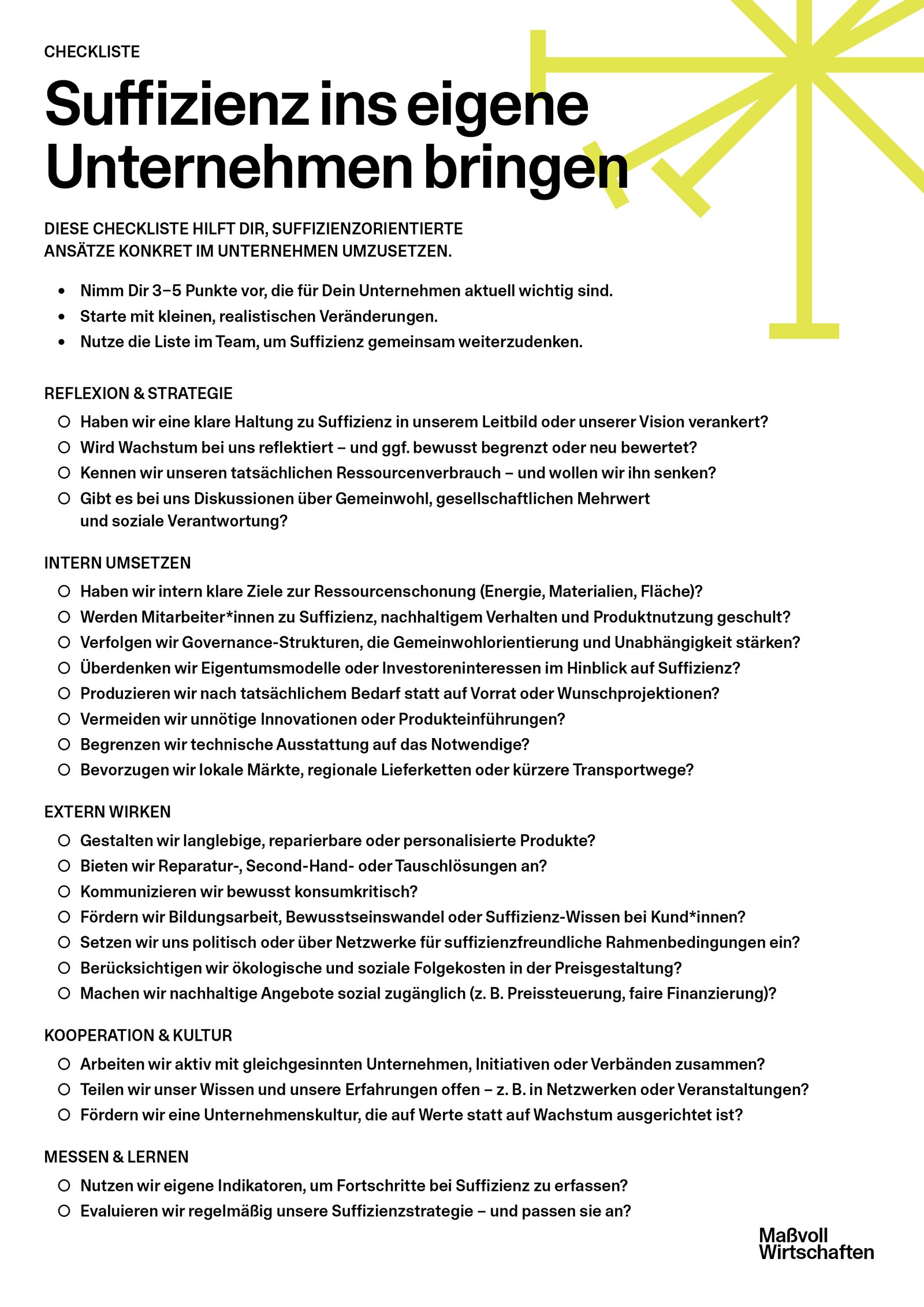 Maßvoll Wirtschaften